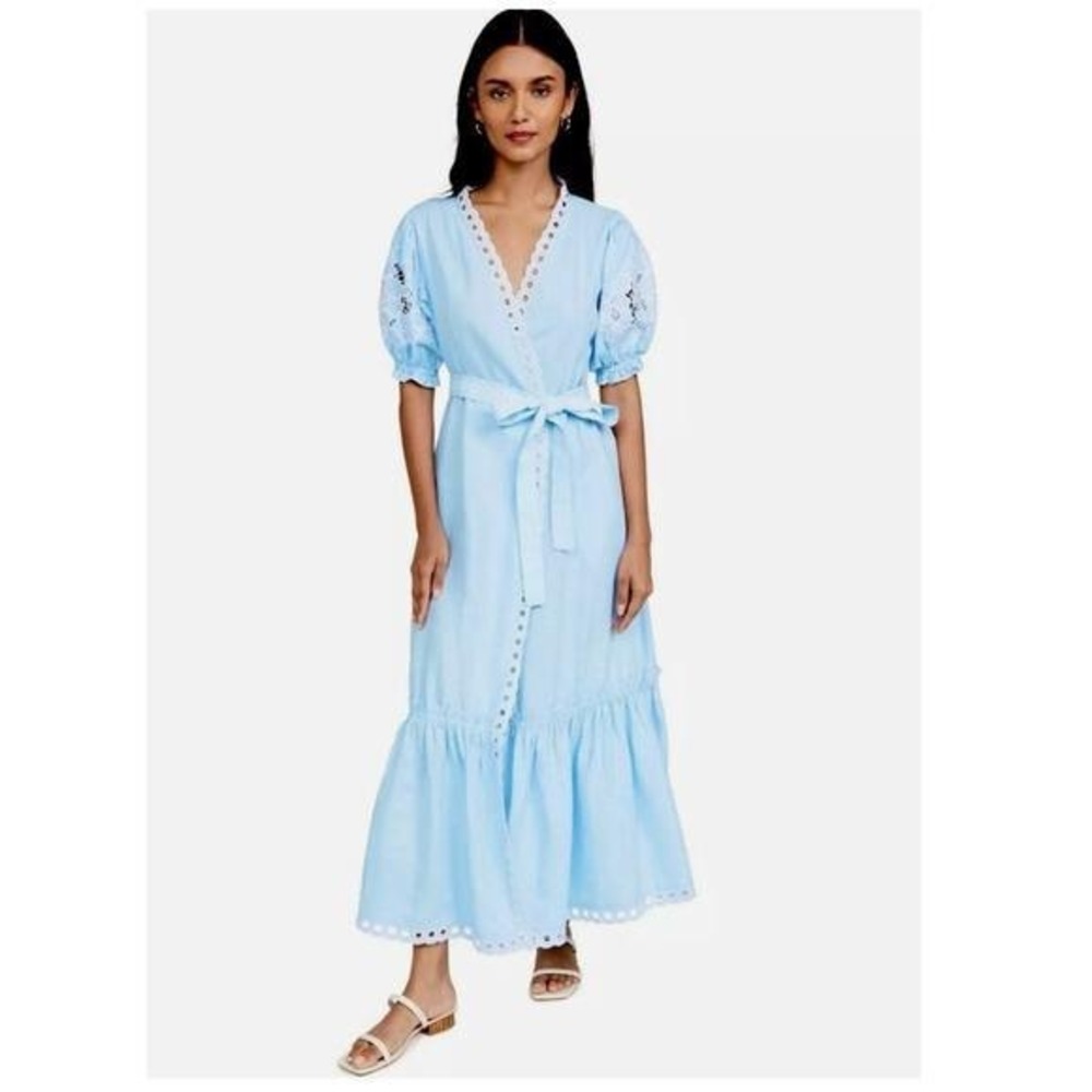 Fanm Mon Cide Wrap Dress Women Light Blue S